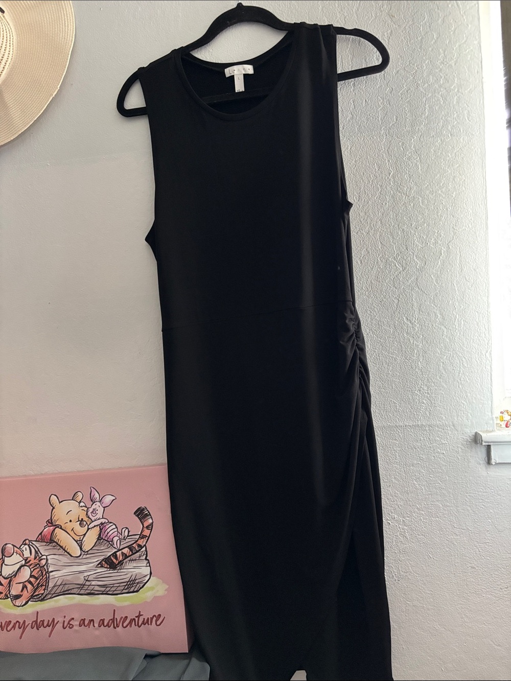 Sleeveless Black Side-Ruched Dress